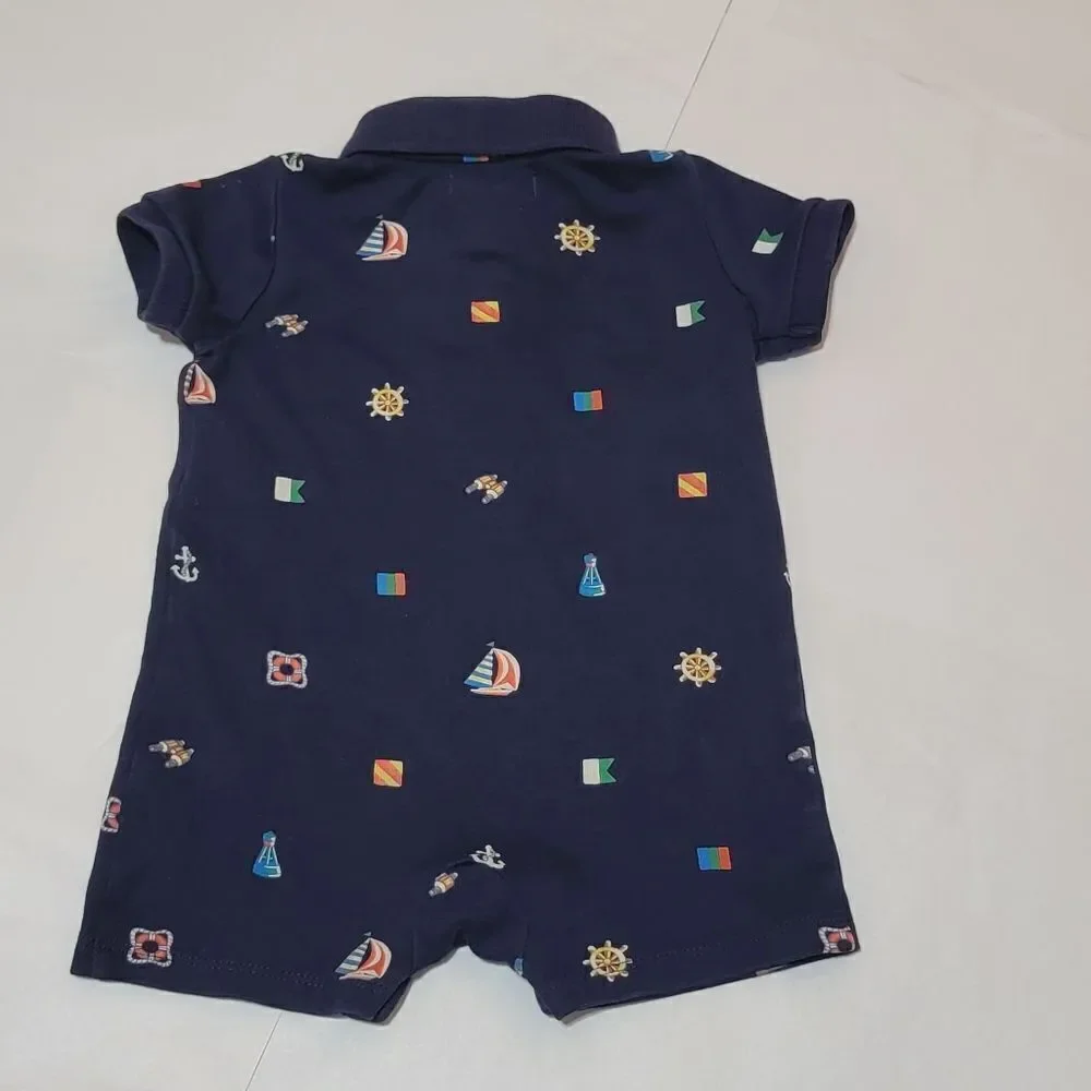 Ralph Lauren Infant Boys One Piece Sail Ocean Boat Romper Size 6 Months